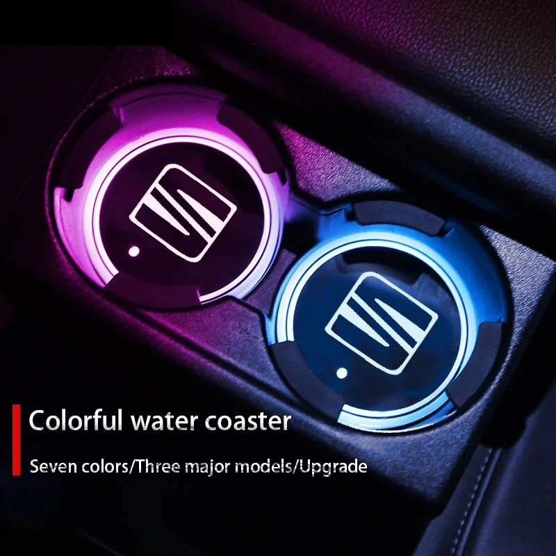 2Pcs Luminous Car Cup Coaster Holder Car Led Atmosphere Light For Seat