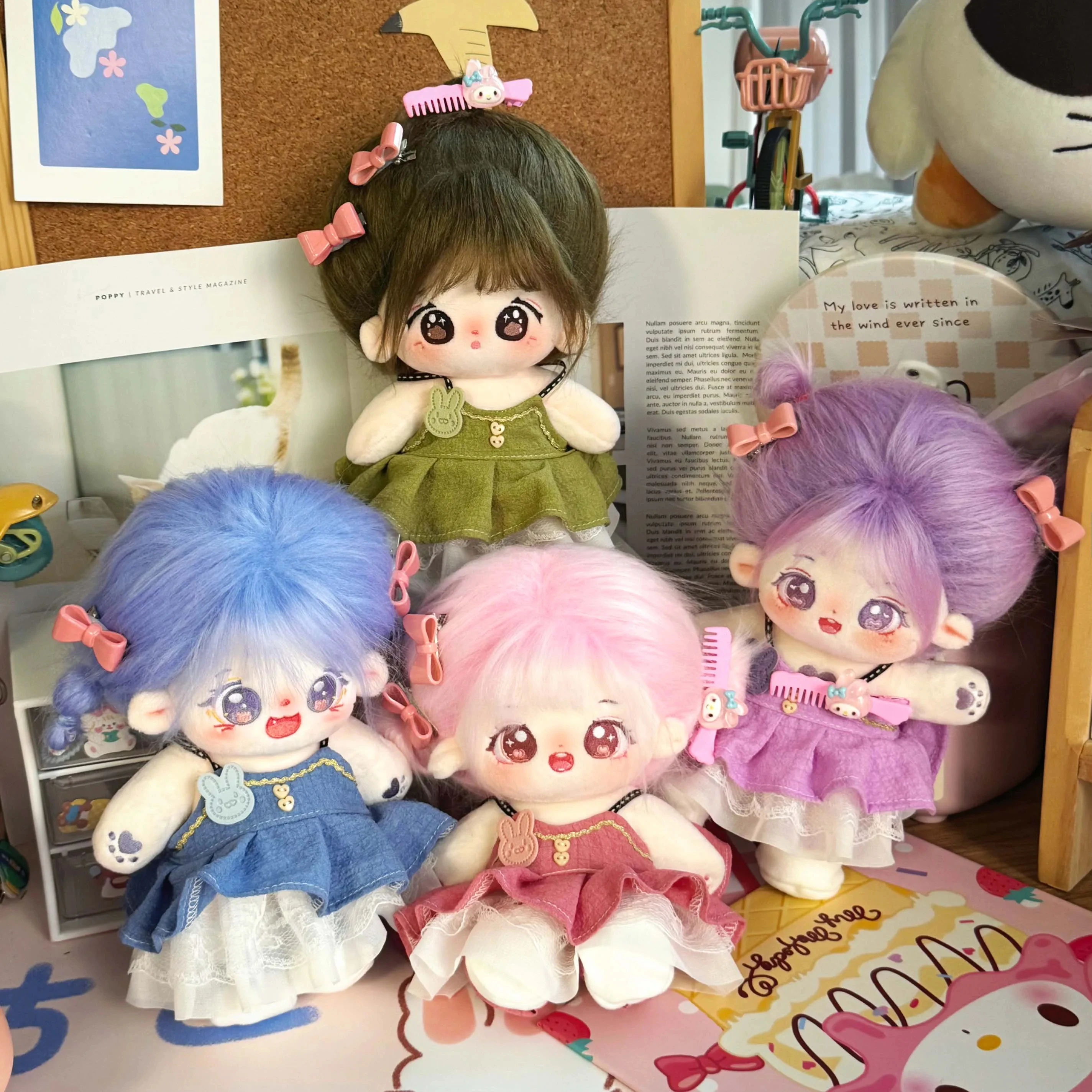 

20cm Plush Idol Doll Clothes Color Dress Accessories Head Ornament Girls Plushies Dolls Toys for Kids Birthday Collection Gifts