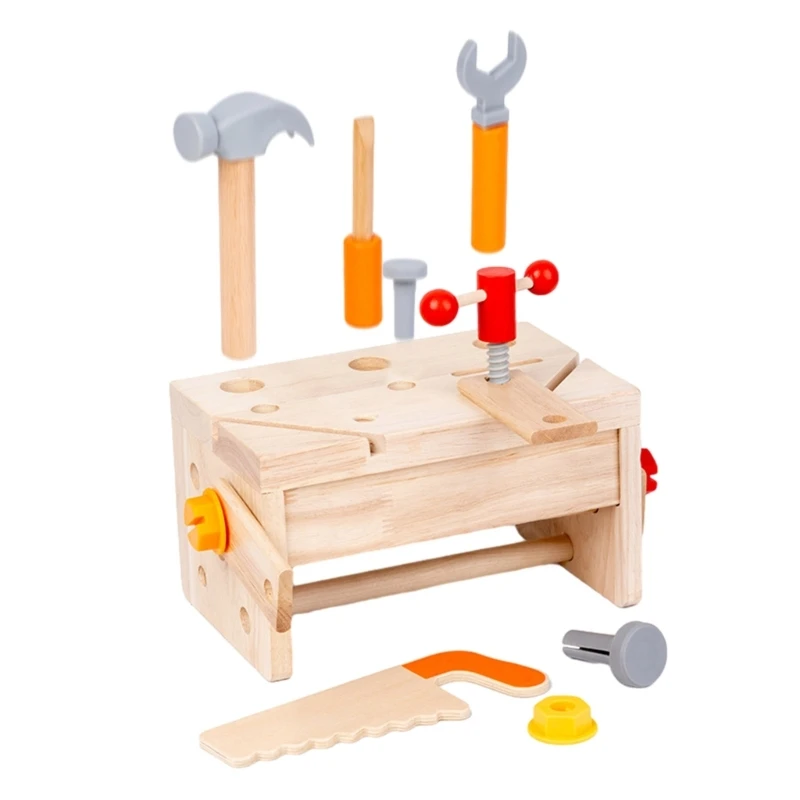 

Wood Assemble Screw Repair Toy Kids Assembly Disassembly Realistic Toolbox Toy for Children Hand-Eye Coordination Toy