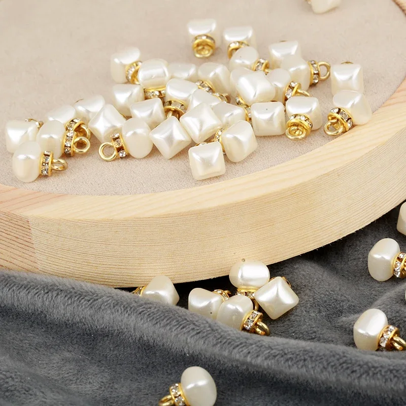 8mm Sewing Ivory Pearl Beads Arc-Shaped Crystal Rhinestone Pearl Applique Decor Pendant Bead Garment Jewelry Accessories stone beads imitation pearl beads clothing accessories