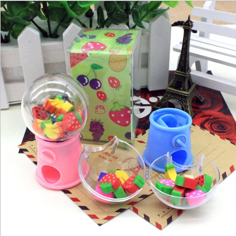 Creative Gashapon Machine Erasers 12pcs Cute Mini Rubber Erasers Korean Stationery Kid Toys Correction Tool Office Supplies pencil eraser,eraser pen,plasticine eraser,eraser refillable pen,biscuit eraser,kneadable eraser,retractable eraser