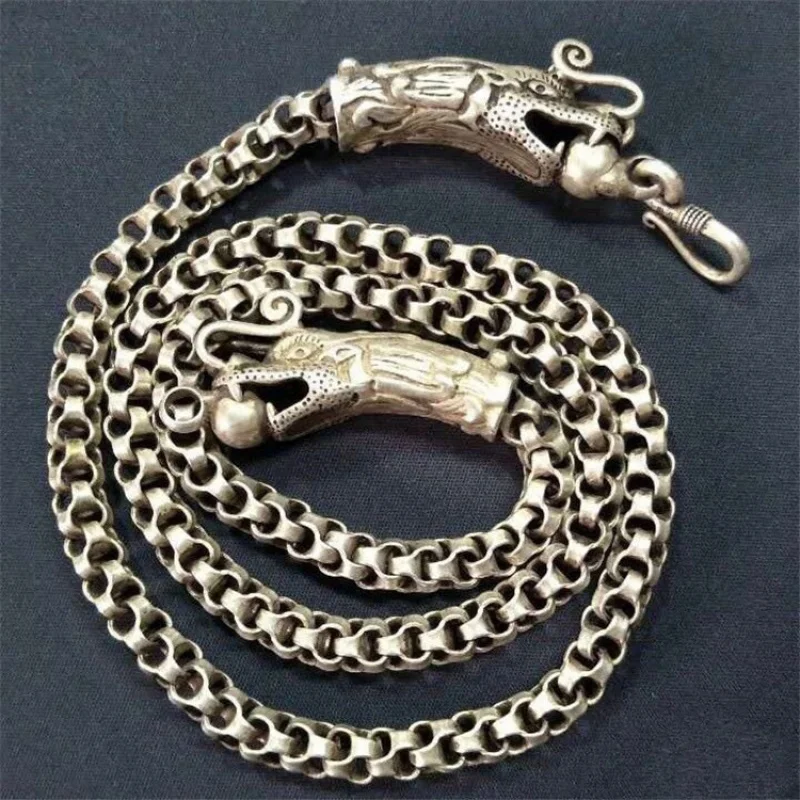 

Antique Miscellaneous Antique White Copper Distressed Crafts Two Dragons Are Playing with a Pearl Nelace Vintage Ethnic Style