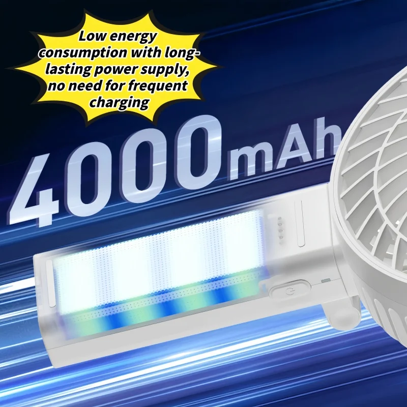 Compact Quiet Desk Fan - 180° Foldable Portable Rechargeable 6-Inch Fan