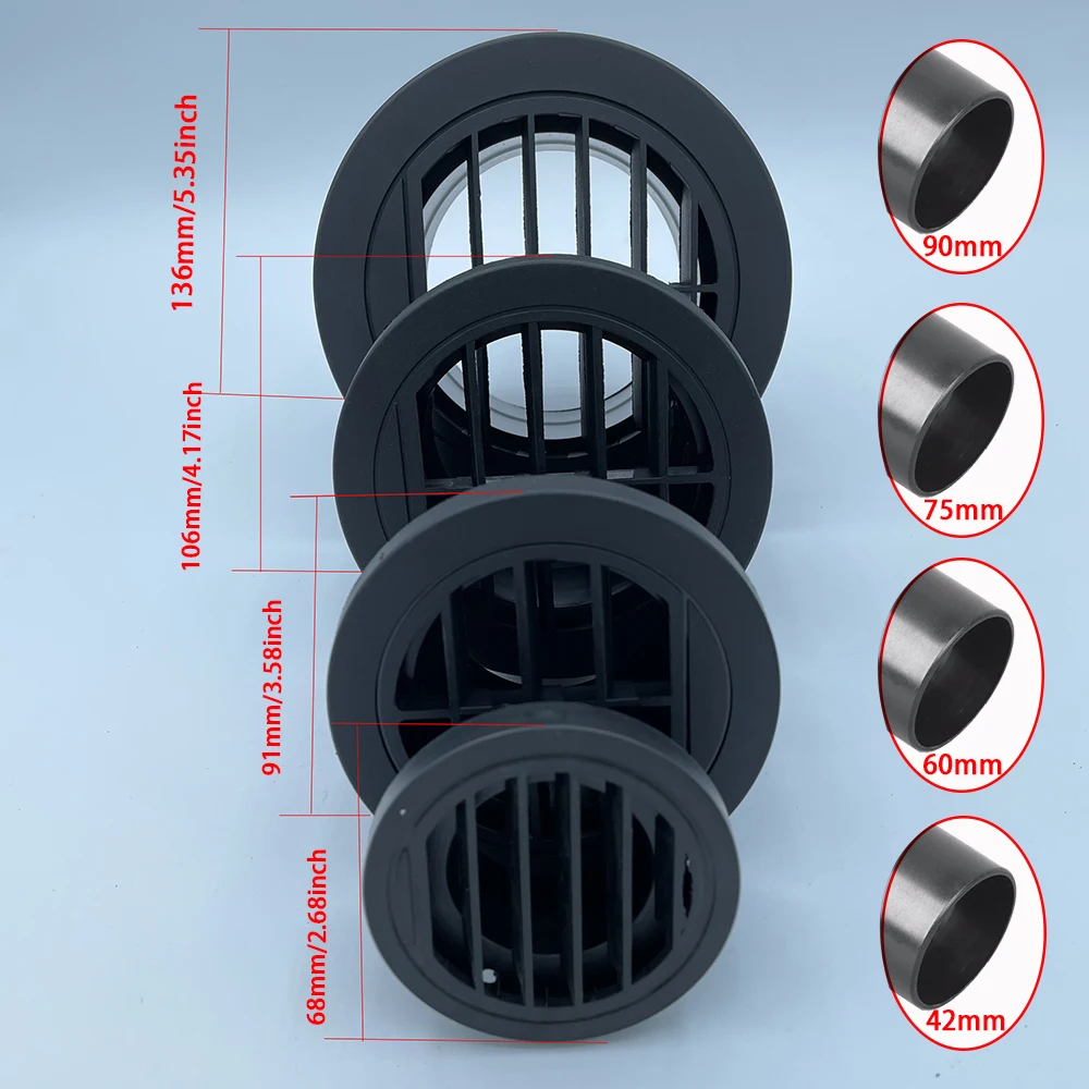 60mm/2.36inch Air Vent Ducting Piece Round Flat Pipe Outlet Exhaust Connector Webasto Eberspaecher Parking Heater Accessory diesel heater exhaust pipe air diesel heater duct pipe diesel heater heater duct connector air heater exhaust connector car heater accessories
