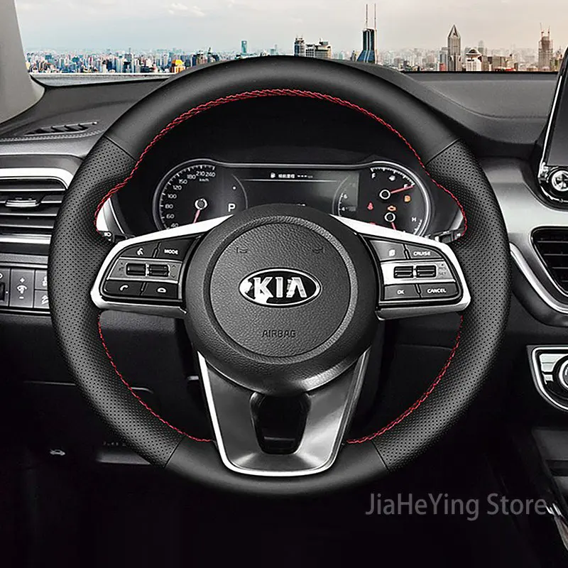 

Custom Non-slip Durable Top Leather Car Steering Wheel Cover Wrap For Kia K5 Optima 2019 Cee'd Ceed 2019 Forte Cerato (AU) 2018