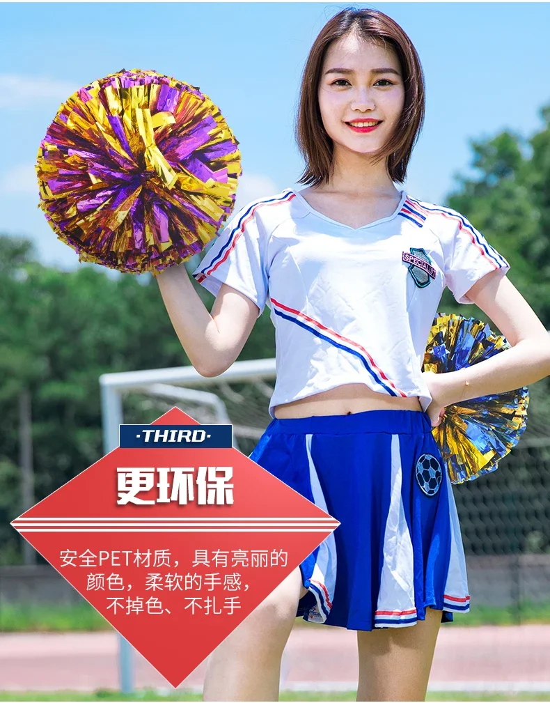 Cheerleading Pom Poms with Handle Cheer Balls Gold Yellow Pink Red Green  Blue Pompoms for Women Girl Kids Hand Dance Accessories