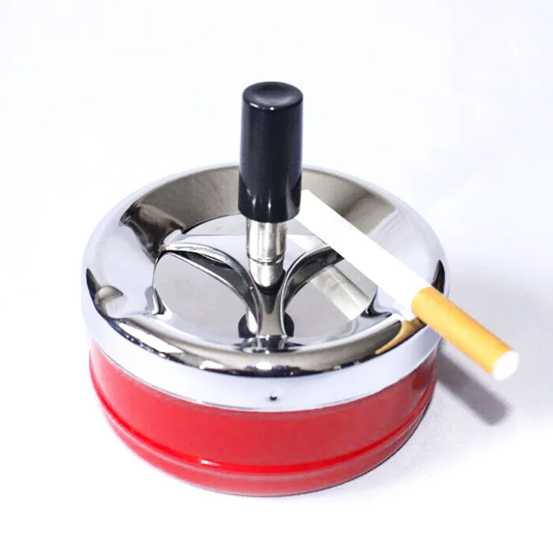 9.5*9cm Portable Dining Table Round Rotating Cigarette Ash Tray Hotel Decoration with Lid Ashtray 1pcs portable ashtray