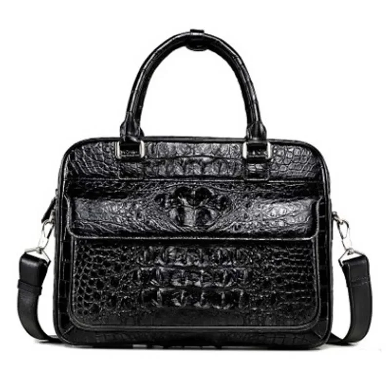 LINSHE crocodile briefcase male business handbag business crocodile leather bag