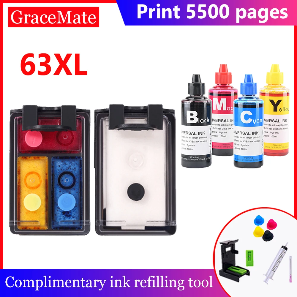 63XL Refill Inkt Kit Compatibel Hp 63 Hp63 Inkt Cartridge Voor Hp