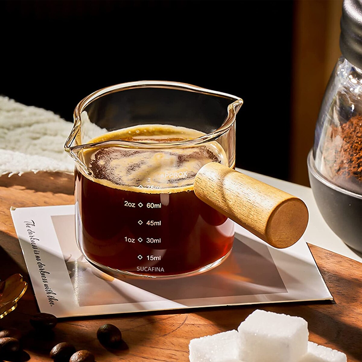  75ml Heat-resisting Glass Espresso Measuring Cup Double/Single Mouth Glass Milk Jug With Handle Glass Scale Measure Mugs 