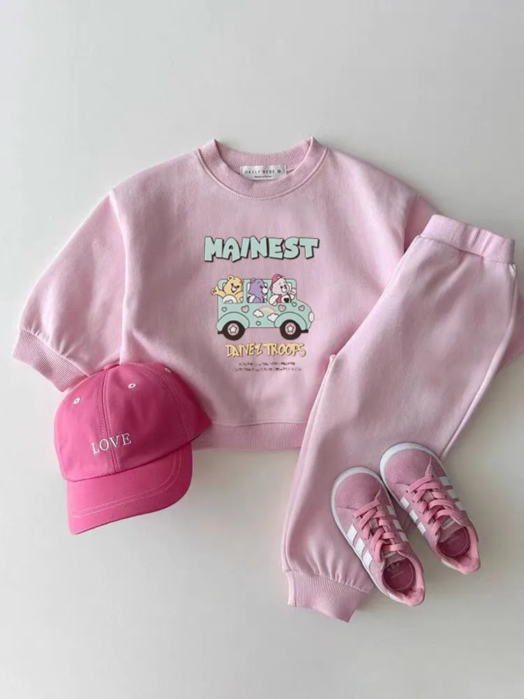 Cotton Boys And Girls Set Autumn And Spring 2-piece Set Children's Clothing Cartoon Fashion Printed Children's Pullover 4
