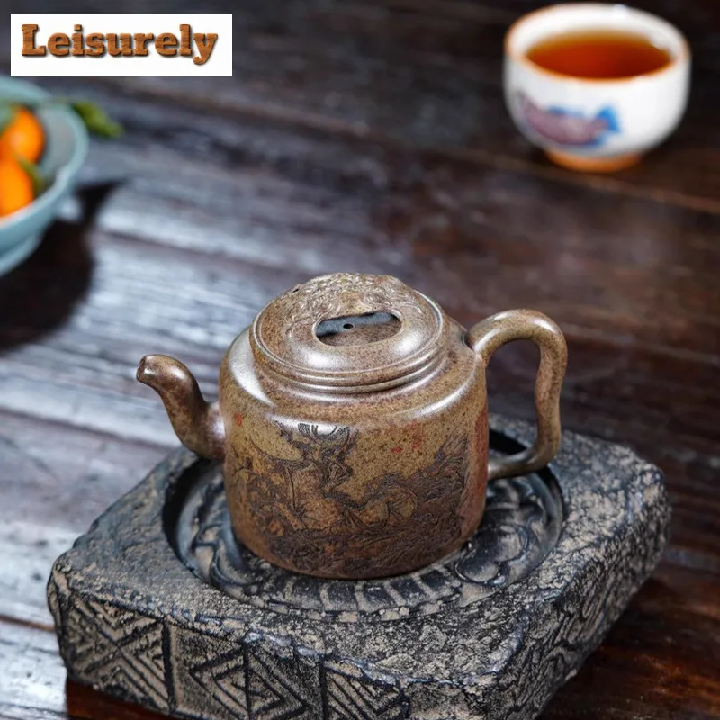 350ml Boutique Yixing Purple Clay Teapots Handmade Pot Raw Ore Wood-fired Porcelain Mud Tea Maker Kettle Zisha Tea Set Tea Craft