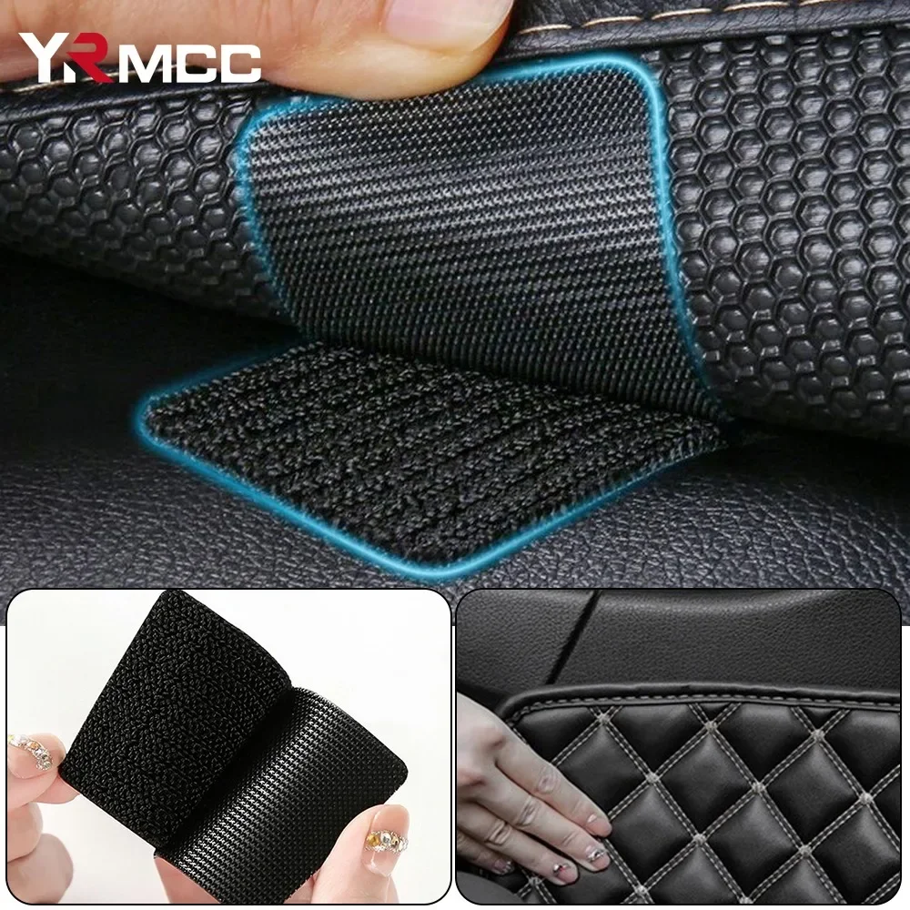 Car Storage Organizer Box Carpet Tape Sticker Folding PU Leather Large Capacity Cars Stowing Tidying Fixed Self Adhesive Sticker
