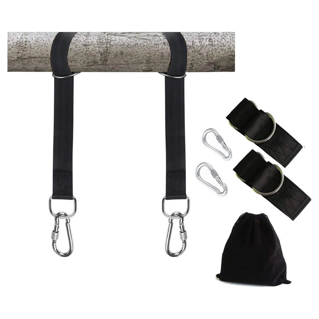 

Tree Swing Hanging Strap Kit Holds 1200lbs Hammock Carabiner Garden Patio Hiking Safe Rope Hook Storage Bag Accessories