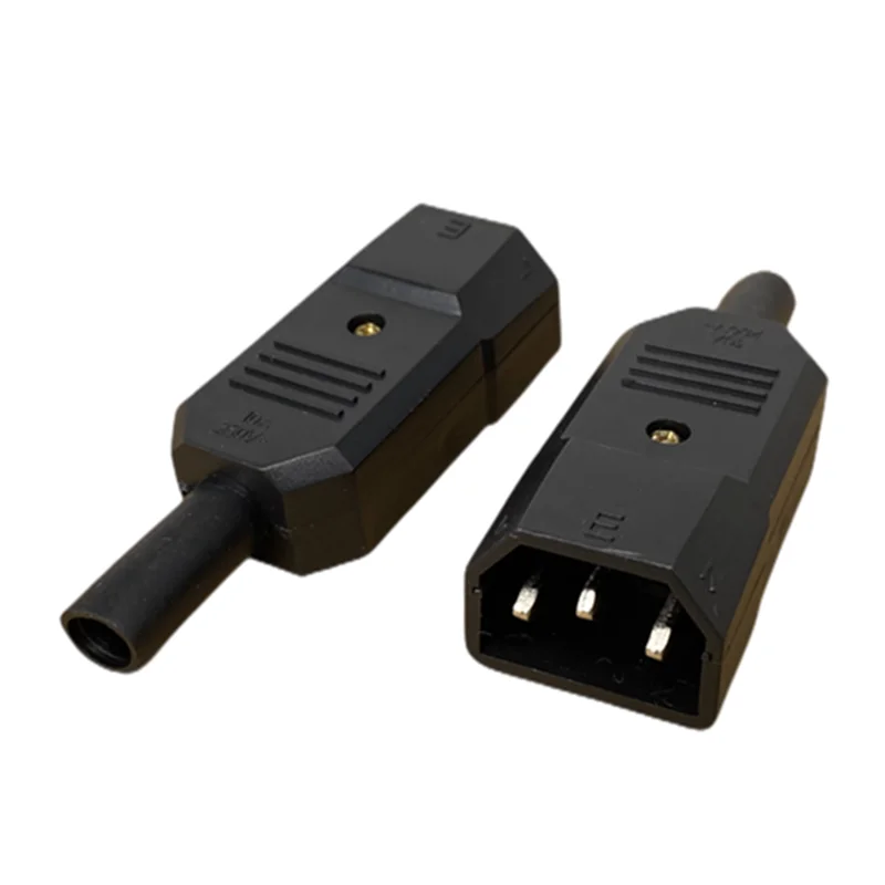 IEC 스트레이트 케이블 플러그 커넥터 C13 C14 10A 250V 검정색 여성 남성 플러그 Rewirable 전원 커넥터 3 핀 AC 소켓