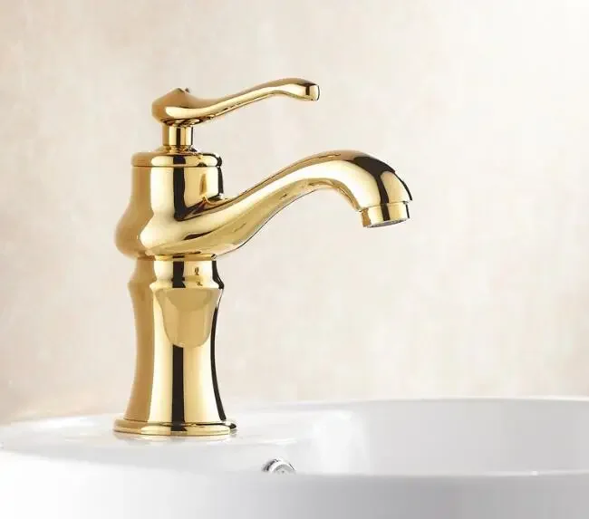 

Vidric European style golden faucets Bathroom Basin Sink mixer tap cold and hot water faucet Gold Polished Brass Faucet