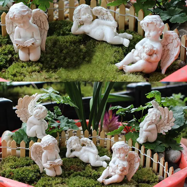 5Db Kislány Gyanta Virágkészlet Plugin Kültéri Aranyos Mikroszkóp Szobor Kreatív Angyal Plug-In Ajándék Virágpot Kertész Dísz - Image 2