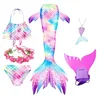N71 Girls Mermaid Tails Bikini Swimming Suits Children Swimsuit With Monofin for Kids Princess Costume Swimmable Dresses NJ