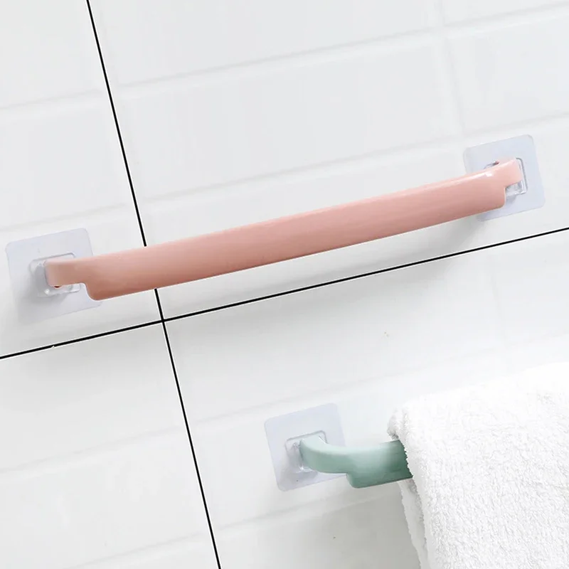 Self-adhesive Towel Holder Rack Wall Mounted Towel Hanger Bathroom Towel Bar Shelf Roll Holder Hanging Hook Bathroom Organizer 4