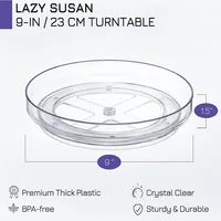 1PCS 9 Inch Lazy Susan Spice Rack Organizer, 360 Degree Rotating Round Lazy Susan Turntable for Cabinet, Clear 2