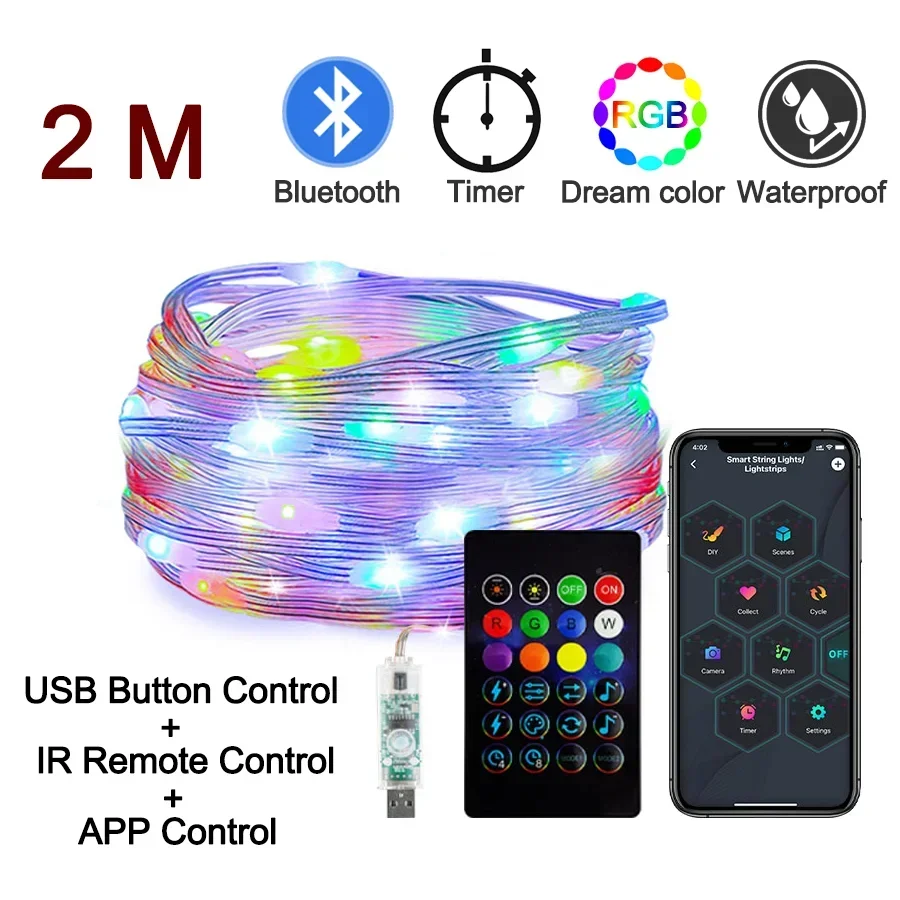 Dreamcolor Bluetooth Smart RGB LED Strip Waterproof Fairy Lights