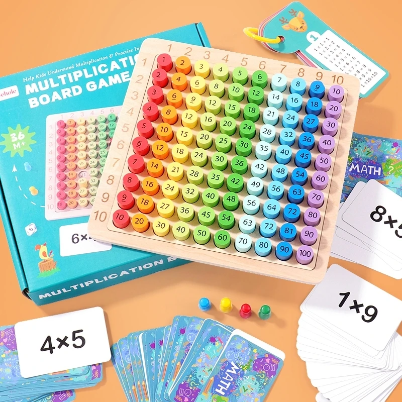 Montessori Educational Wooden Toys Children Baby Math Toys 99 Multiplication Table Math Arithmetic Teaching Aids for Kids Gifts