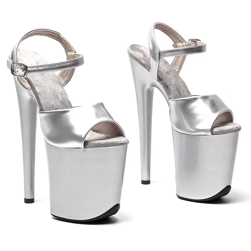 

New 20cm/8inches Shiny PU Upper Electroplate Platform High Heel Sandals Sexy Model Shoes Pole Dance Shoes 280