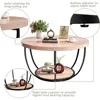 31.5" Round Coffee Table, 2-Tier Coffee Tables for Living Room, Small Wood Coffee Table with Storage, Modern Accent Center Table 5