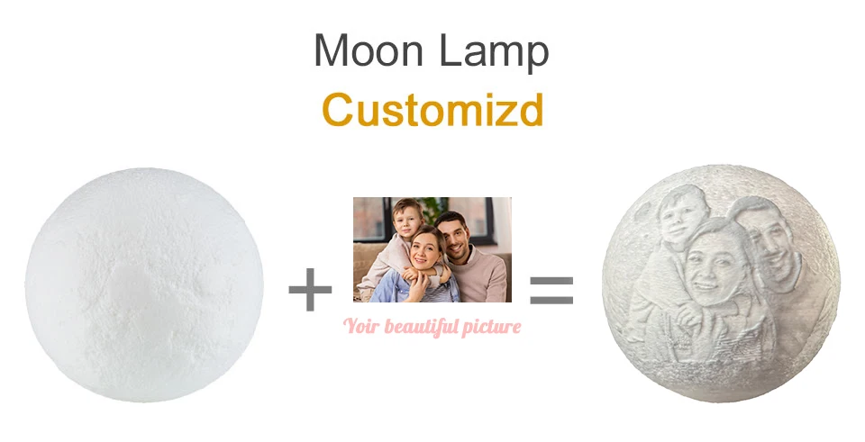 night light for bedroom 3D Custom Photo  Personalized Gift for Children, Wives, Couples and Family Night Lamp USB Charging Can Control the Moon bright night light