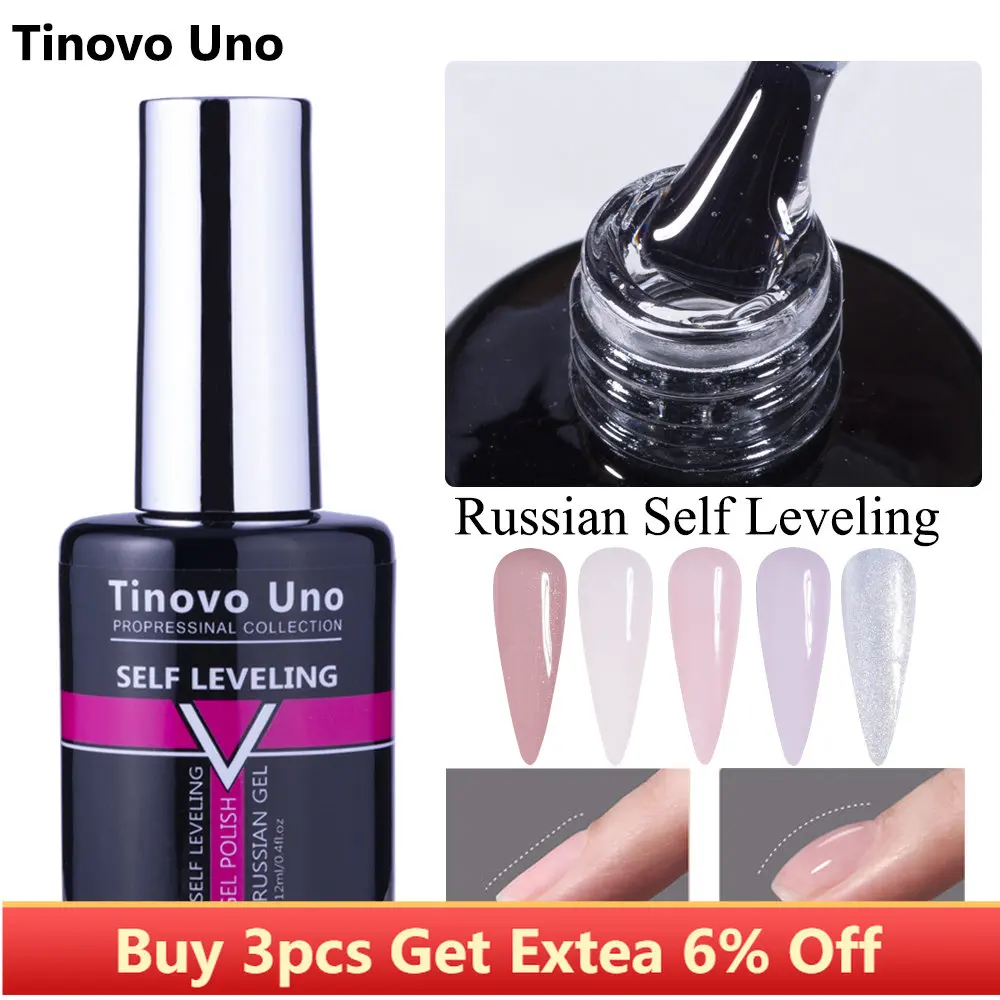 Tinovo Uno Russian Self-leveling Gel Nail Polish 12ml Manicure Nude Color Nail Varnishes Rubber Base Coat Gels Lacquer Repair mshare no burn reinforce gel russian self leveling builder strengthen nail apex