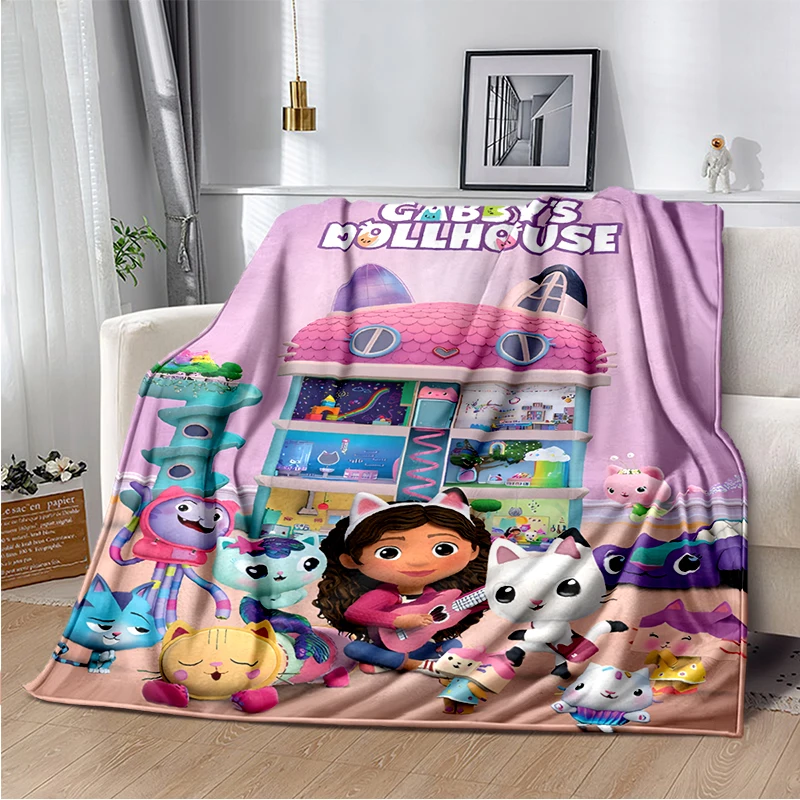 

Cartoon Gabby's-Dollhouse blanket soft comfortable living room sofa bed portable flannel blankets girl bedroom decoration gift