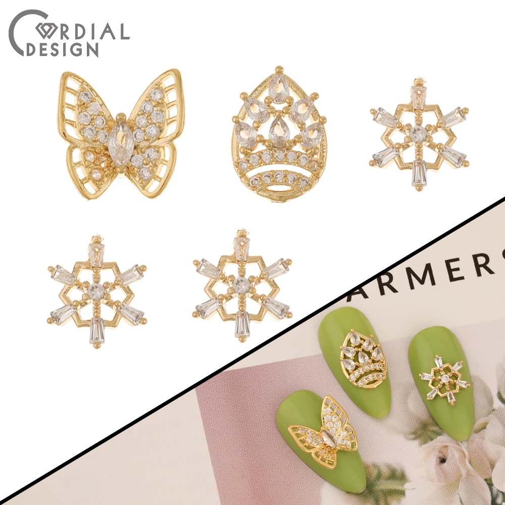 Cordial Design 30Pcs Genuine Gold Plating/Cubic Zircon/Jewelry Findings & Components/Multi Shapes/DIY Fingernail Accessories - cordial