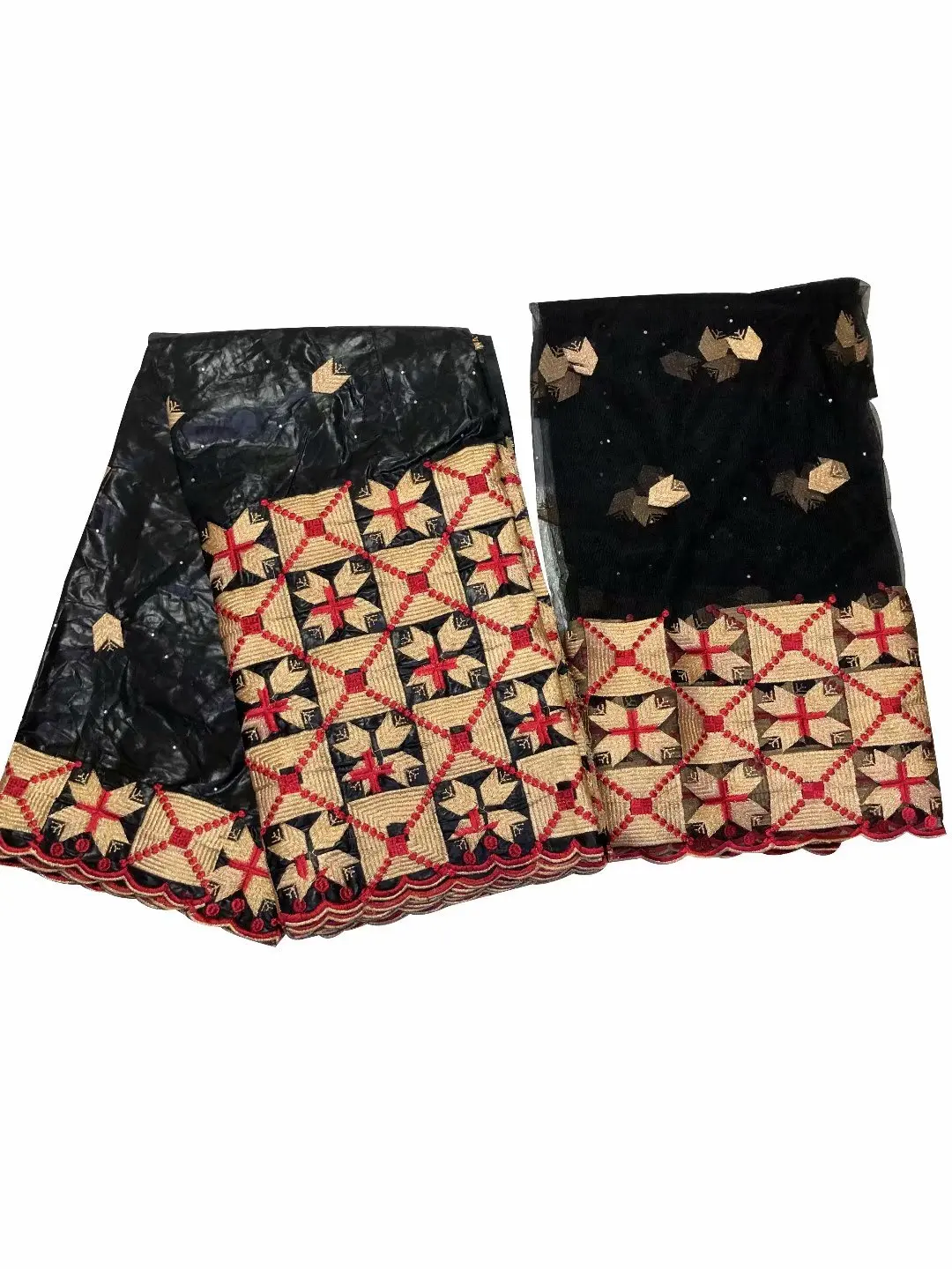 2026 New 5 Yards African Traditional Clothing Fabric Bazin Fabric + 2 Yards Weave Can Be Used to Make Your Own Clothing 6