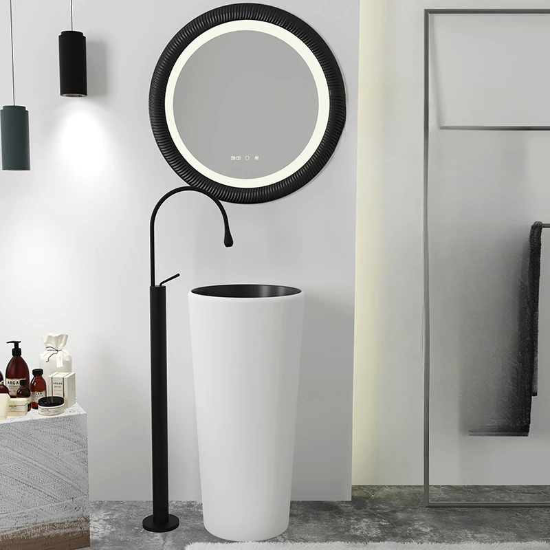 Ceramic matte column-type integrated floor-type column basin balcony