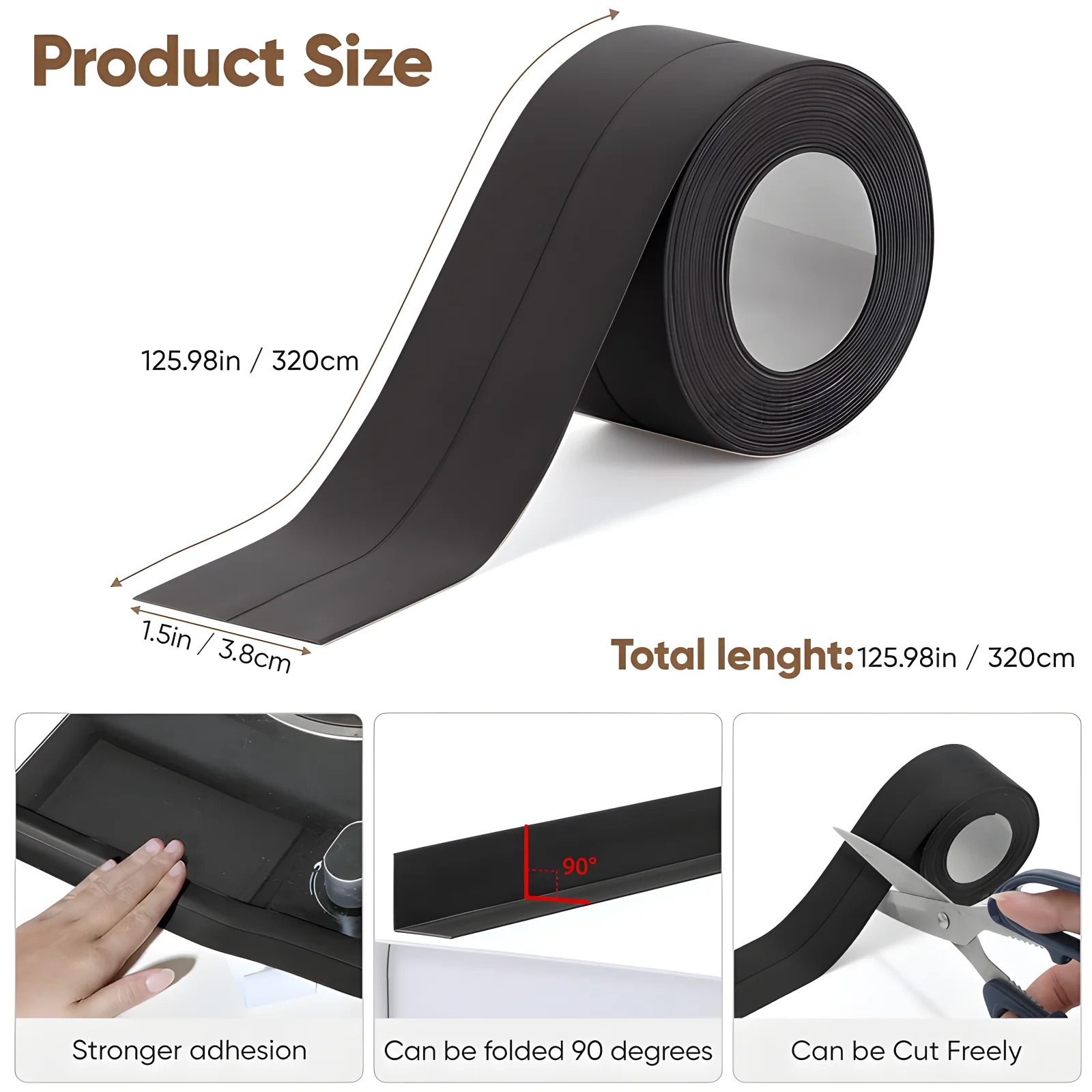 Waterproof Sealing Tape Strips PVC Self Adhesive Wall Sticker Bathroom Shower Bath Seal Caulk Strip Kitchen Sink Mold Proof