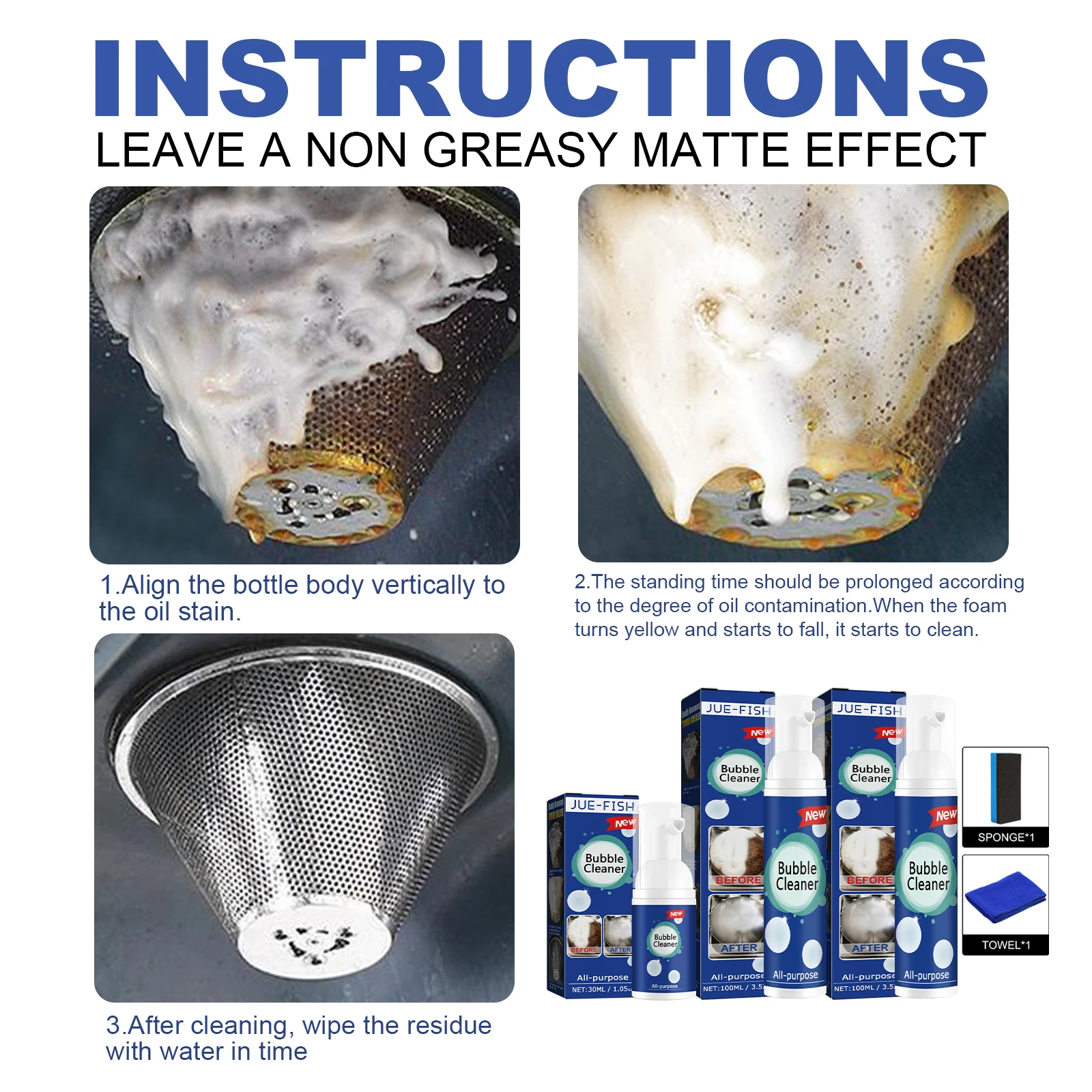 100ml Cleaner Kitchen Grease Foam Cleaner Multi-purpose Heavy Oil Rust Remover Household Cleaning Tools Spray Detergent