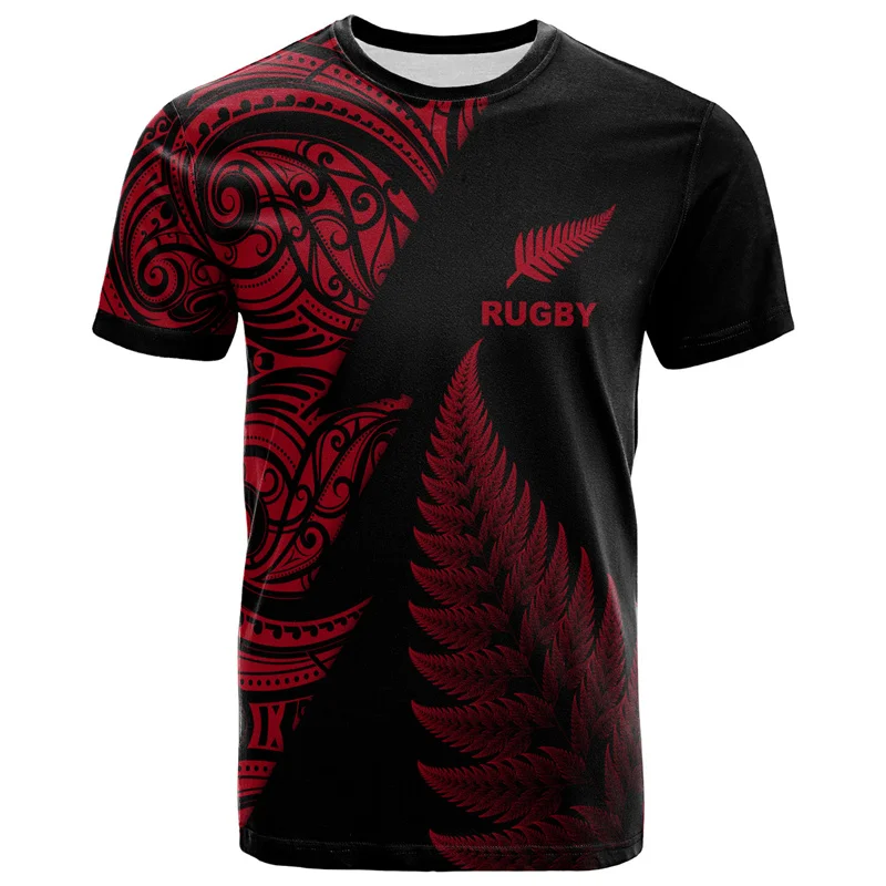 thumbnail image 1 of Camiseta con estampado 3D de pelota de rugby maorí de Nueva Zelanda, camisetas deportivas de secado rápido para hombres, ropa de gimnasio hawaiana de moda, 1 of 5