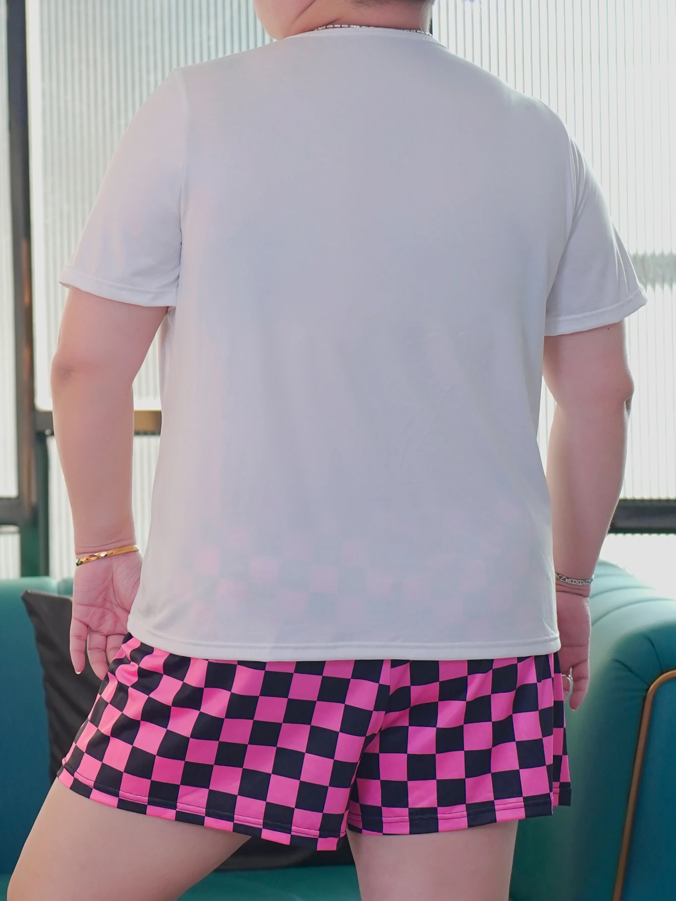 Plus size home suit, short sleeved shorts and long pants three piece set, plus size pajamas can be worn externally