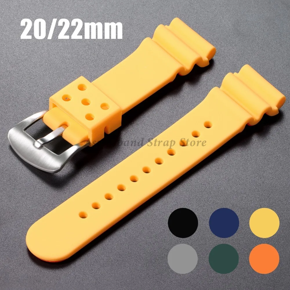 20 mm 22 mm weiches Silikonarmband Gummi-Uhrenarmbänder für Seiko SKX007 009 Diving 007 Herren Damen Universelles wasserdichtes Sportarmband
