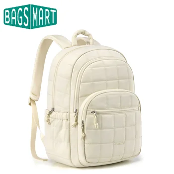 BAGSMART Borse per laptop Zaino casual da college per donna Borsa per computer piccola trapuntata Borsa per notebook da 15,6 pollici resistente all'acqua