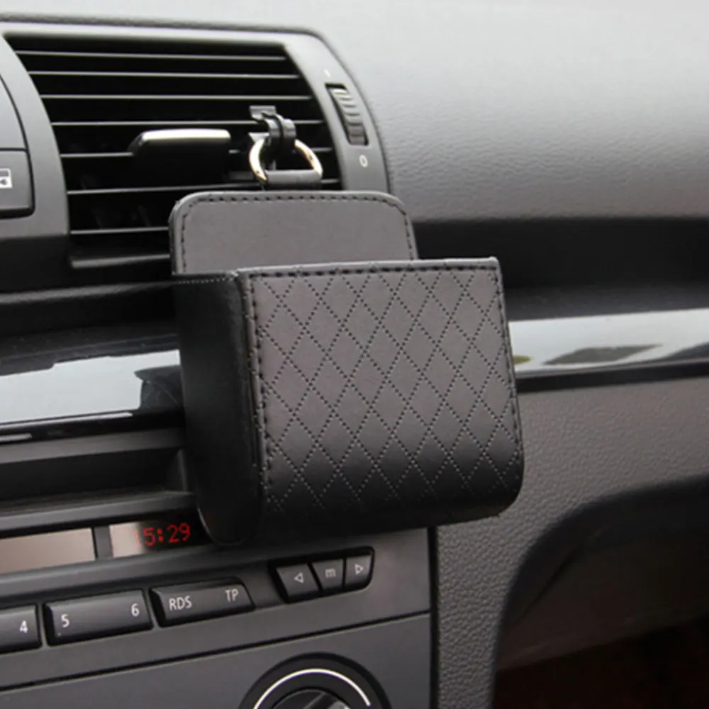 

Car Storage Bag Air Vent Dashboard Tidy Hanging PU Leather Organizer Box Key Phone Holder Storage Organizer Interior Storage Box
