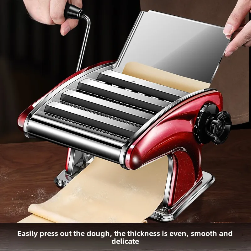 6 Gear Stainless Steel Manual Noodle Maker for Home and Commercial Use-Dumpling Skin Machine, Pasta Maker with 4 Knife