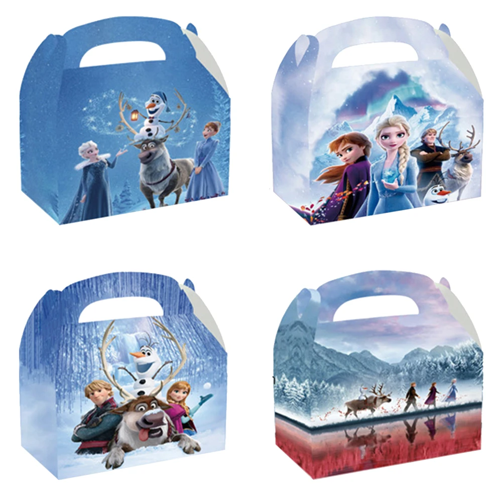 

6/12/18/24pcs NEW Frozen Birthday Party Decorative Articles Paper Gift Ox Horn Packaging Empty Baby Baptism Kid Girl Candy Box