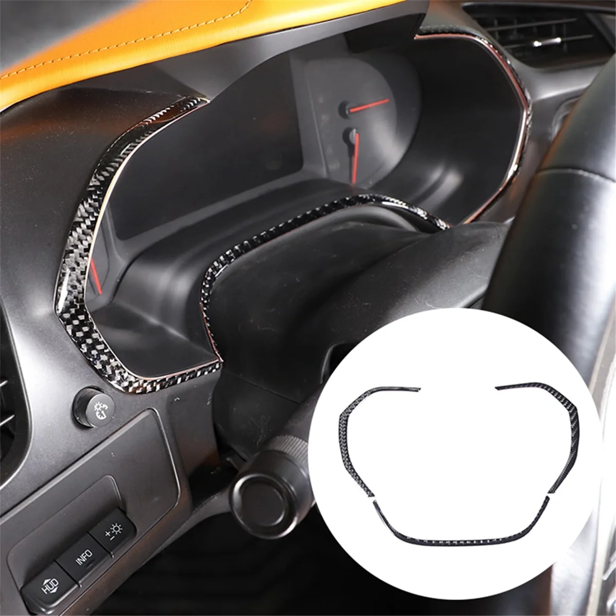 Per Corvette C7 2014-2019 Soft Carbon Fiber Car Dashboard Tachimetro Trim Strips Accessori Adesivi