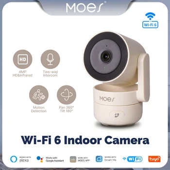 MOES Tuya Wi-Fi 6 Smart Indoor 4MP HD Security Pan/Tilt Camera Motion Tracking & Sound Detection Infrared Night Vision Monitor 1