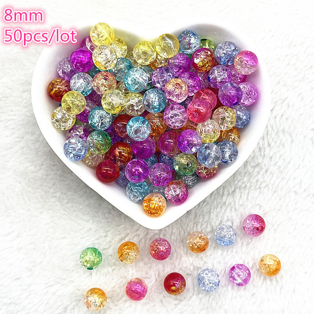 6mm--10mm Color Mixing Round Charms Acrylic Beads Loose Spacer Beads for Jewelry Makeing DIY Handmade Bracelet Accessories