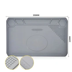 Enhanced Silicone Soldering Work Mat - Heat Resistant, Anti-Static, Magnetic (350 X 220mm)
