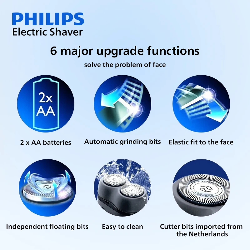 PHILIPS PQ206 Electric Shaver Fast Dry Shaving Double Blade Floating Head Beard Trimmer Men's Shaver Electric Razors Machine electric razor electric shaver