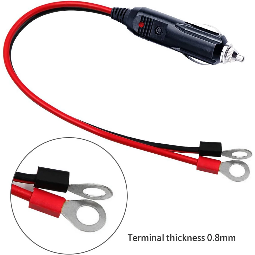 12-24V Car Male Plug Heavy Duty Cigarette Lighter Adapter Power Cord with 50cm Cable Wire 10A Apply To Cigarette Lighter Socket