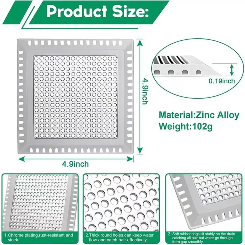 Description Picture 4 of itemShower Drain Cover Hair Catcher Drain Filter Bathroom Protector Stainless Steel Sink Strainer Drain Filter Bathtub Hair Catcher